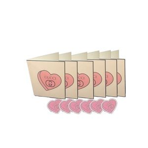 🌹Handmade Gucci pink heart Valentines Card Set of 6 + stickers/envelopes